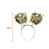 Maxbell Hair Hoop Headwear 2023 Happy New Year Headband for Women Men Festival Kids Aureate