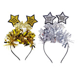 Maxbell Happy New Year Headband Creative Hair Hoop for Halloween Dress up Women Man Argent