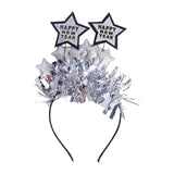 Maxbell Happy New Year Headband Creative Hair Hoop for Halloween Dress up Women Man Argent