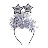 Maxbell Happy New Year Headband Creative Hair Hoop for Halloween Dress up Women Man Argent