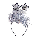 Maxbell Happy New Year Headband Creative Hair Hoop for Halloween Dress up Women Man Argent