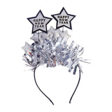 Maxbell Happy New Year Headband Creative Hair Hoop for Halloween Dress up Women Man Argent
