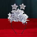 Maxbell Happy New Year Headband Creative Hair Hoop for Halloween Dress up Women Man Argent