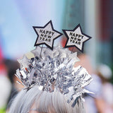Maxbell Happy New Year Headband Creative Hair Hoop for Halloween Dress up Women Man Argent