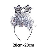 Maxbell Happy New Year Headband Creative Hair Hoop for Halloween Dress up Women Man Argent