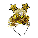 Maxbell Happy New Year Headband Creative Hair Hoop for Halloween Dress up Women Man Aureate
