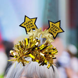 Maxbell Happy New Year Headband Creative Hair Hoop for Halloween Dress up Women Man Aureate