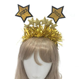 Maxbell Happy New Year Headband Creative Hair Hoop for Halloween Dress up Women Man Aureate