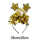 Maxbell Happy New Year Headband Creative Hair Hoop for Halloween Dress up Women Man Aureate
