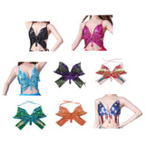 Maxbell Sequin Butterfly Crop Top Halloween Party Belly Dance Club Rave Black