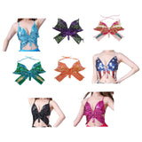 Maxbell Sequin Butterfly Crop Top Halloween Party Belly Dance Club Rave Black