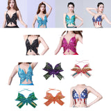 Maxbell Sequin Butterfly Crop Top Halloween Party Belly Dance Club Rave Black