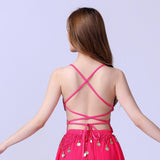 Maxbell Sequin Butterfly Crop Top Halloween Party Belly Dance Club Rave Rose Red