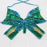 Maxbell Sequin Butterfly Crop Top Halloween Party Belly Dance Club Rave Blue Green