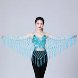 Maxbell Sequin Butterfly Crop Top Halloween Party Belly Dance Club Rave Blue Green