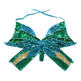 Maxbell Sequin Butterfly Crop Top Halloween Party Belly Dance Club Rave Blue Green