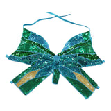 Maxbell Sequin Butterfly Crop Top Halloween Party Belly Dance Club Rave Blue Green