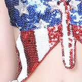 Maxbell Sequin Crop Top Belly Costume for Rave Party Halloween