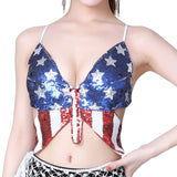 Maxbell Sequin Crop Top Belly Costume for Rave Party Halloween