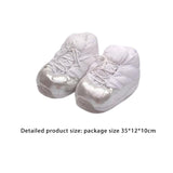 Maxbell Winter Slippers Lace up Soft Plush Anti Slip for Indoor Outdoor Living Room White