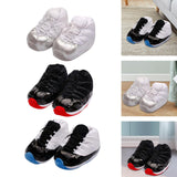 Maxbell Winter Slippers Lace up Soft Plush Anti Slip for Indoor Outdoor Living Room White