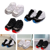 Maxbell Winter Slippers Lace up Soft Plush Anti Slip for Indoor Outdoor Living Room White