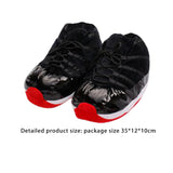 Maxbell Winter Slippers Lace up Soft Plush Anti Slip for Indoor Outdoor Living Room Black