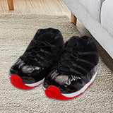 Maxbell Winter Slippers Lace up Soft Plush Anti Slip for Indoor Outdoor Living Room Black