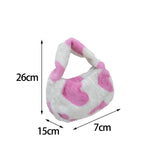 Maxbell Stylish Plush Shoulder Bag Heart Pattern Casual Tote Zipper Shopping Bags