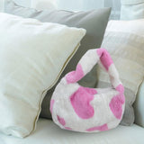 Maxbell Stylish Plush Shoulder Bag Heart Pattern Casual Tote Zipper Shopping Bags