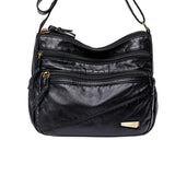 Maxbell Elegant Women Soft PU Leather Shoulder Bag Shopping Bag Zipper Lady Satchel Black