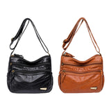 Maxbell Elegant Women Soft PU Leather Shoulder Bag Shopping Bag Zipper Lady Satchel Black