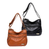 Maxbell Elegant Women Soft PU Leather Shoulder Bag Shopping Bag Zipper Lady Satchel Black