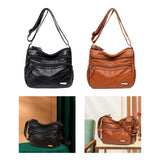Maxbell Elegant Women Soft PU Leather Shoulder Bag Shopping Bag Zipper Lady Satchel Black