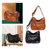 Maxbell Elegant Women Soft PU Leather Shoulder Bag Shopping Bag Zipper Lady Satchel Black