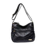 Maxbell Elegant Women Soft PU Leather Shoulder Bag Shopping Bag Zipper Lady Satchel Black