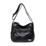 Maxbell Elegant Women Soft PU Leather Shoulder Bag Shopping Bag Zipper Lady Satchel Black