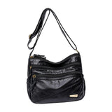 Maxbell Elegant Women Soft PU Leather Shoulder Bag Shopping Bag Zipper Lady Satchel Black