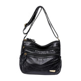 Maxbell Elegant Women Soft PU Leather Shoulder Bag Shopping Bag Zipper Lady Satchel Black