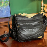 Maxbell Elegant Women Soft PU Leather Shoulder Bag Shopping Bag Zipper Lady Satchel Black
