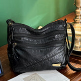 Maxbell Elegant Women Soft PU Leather Shoulder Bag Shopping Bag Zipper Lady Satchel Black