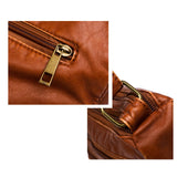 Maxbell Elegant Women Soft PU Leather Shoulder Bag Shopping Bag Zipper Lady Satchel Brown