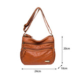 Maxbell Elegant Women Soft PU Leather Shoulder Bag Shopping Bag Zipper Lady Satchel Brown
