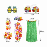 Maxbell hawaiian Skirt Costume Set Fancy Dress Luau National Dress Cosplay 80cm Green