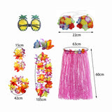 Maxbell hawaiian Skirt Costume Set Fancy Dress Luau National Dress Cosplay 60cm Pink