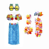 Maxbell hawaiian Skirt Costume Set Fancy Dress Luau National Dress Cosplay 80cm Blue