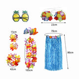 Maxbell hawaiian Skirt Costume Set Fancy Dress Luau National Dress Cosplay 80cm Blue