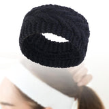 Maxbell Elastic Knitting Headband Headwear Thick Hair Bands for Girls Women Workout Black