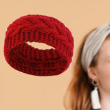 Maxbell Elastic Knitting Headband Headwear Thick Hair Bands for Girls Women Workout Red