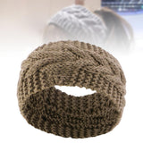 Maxbell Elastic Knitting Headband Headwear Thick Hair Bands for Girls Women Workout Brown